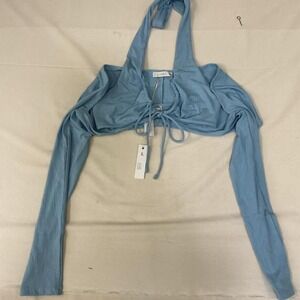 Light blue ribbed crop top